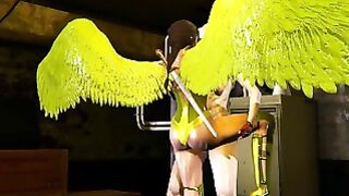 Slutty Wonder Woman is roughly fucked by Futa Harley Quinn