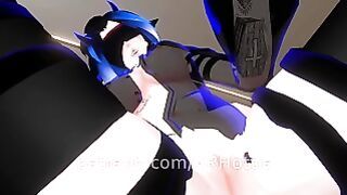 Blue Haired Devil Succubus in Straps Blindfold Ride for Senpai Tattoos Pov Lap Dance Hentai Robe