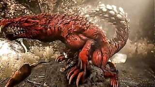 Her pussy is completely full and destroyed by a massive monster cock