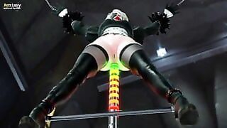 Horny 2b enjoys the fucking machine pounding her tight ass on full speed