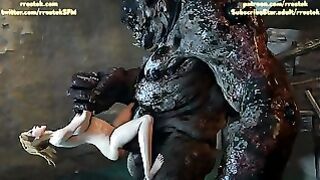 Tina Armstrong Gets Stomach Bugled Super By a Monster Abomination 3d