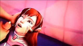 Overwatch D.Va Blowjob and Facial