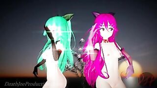 Two Anime Girls Strips and Dance