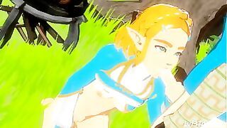 Link Caught Zelda Masturbating and Helps Her Out
