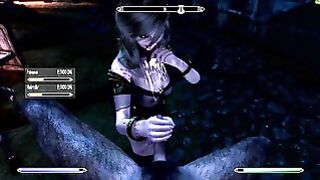 Hot Neko Girl Dominates Man in Modded Skyrim