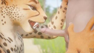 Leopard Furry Girl Fucks skinny Guy