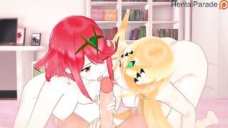 Threesome Pyra x Mythra Xenoblade hentai Uncensored
