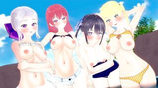 NAOYA FUCKS HIS HAREM UNTIL CREAMPIE (Saki, Nagisa, Rika, Shino) KANOJO MO KANOJO HENTAI UNCENSORED