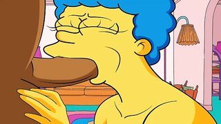 Cheating Marge sucks Carl's cock Simpsons porn