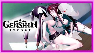 Genshin Impact - Hu Tao and Mona waiting for you in an orgy