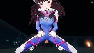 3D HENTAI POV DVA in tight suit rides your cock