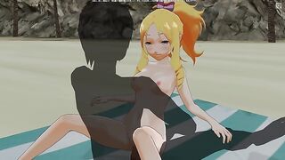 3D HENTAI Yamada Elf Rides Cock On The Beach