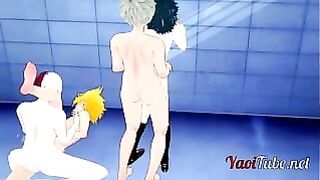 Boku No Hero Yaoi – Orgy Todoroki Kaminari Bakugo Deku Fuck Together With Crempie