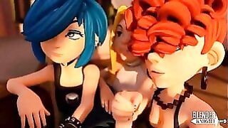 Hot Stepsisters Share One Big Cock Blender Animation