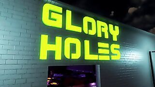 Redhead slut with small tits uses glory hole to satisfy her horny cunt