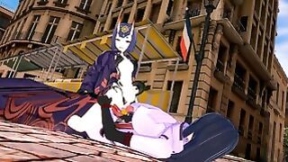 Busty futa Shuten Douji takes care of her hrony girlfriend Yorimitsu