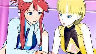 Pokemon ladies love to share one huge dick in wild threesome