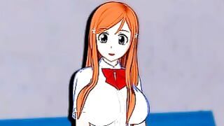 Redhead teen Orihime Inoue from Bleach gets fucked while standing