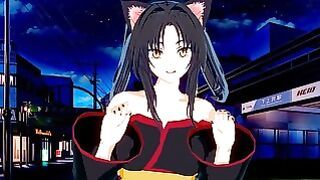 Beautiful Kuroka from High School DxD loves to play with huge dicks