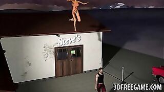 Hot 3d Cartoon Zombie Girl Rides a Wild Cock