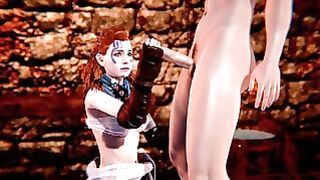 Redhead slut Aloy from Horizon Zero Dawn loves to take care of a huge cock in every way