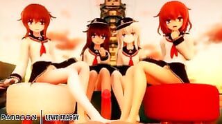 Kantai Compilation – Destroyers Quartet Footjob [4k Uncensored Hentai]