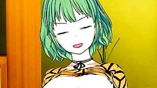 Green haired slut Hikage from Senran Kagura fucks like a pro!