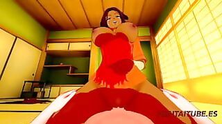 Bleach Yoruichi Moans from Riding Massive Cock in a Cowgirl