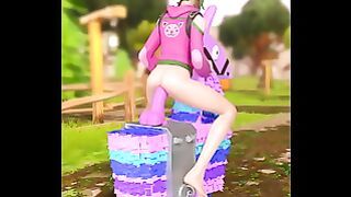Zoey from Fortnite rides a huge dildo on pinata