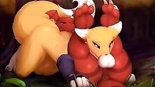 Renamon X Guilmon Oral Sex Furry