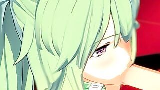Green Heart from Neptunia with huge tits gets fucked in every position