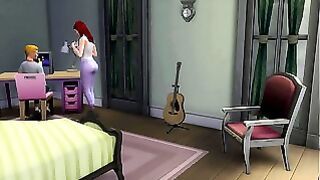 Busty Redhead Fucks Her Stepson in The Sims