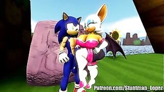 Sonic enjoys wild foursome with two horny babes