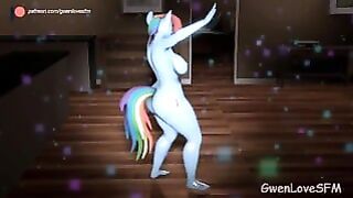 Rainbow Dash – Thick slut from My Little Pony dances like crazy