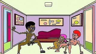 Wild cartoon porn action with BBC doing its job!