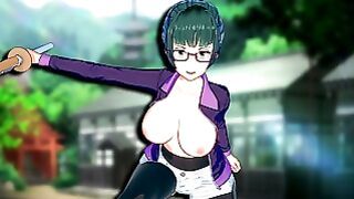 Maki Zenin – green haired nerd teen drilled in Jujutsu Kaisen hentai video