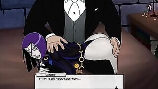 Raven spanked on a table in DC Comics hentai game EP68
