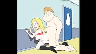 American Dad Young Stan and Francine Fuck on a School Hallway