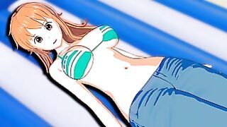 Nami – Redhead teen fucked while standing in One Piece hentai porn video