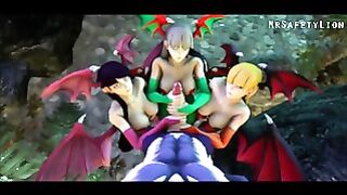 Morrigan Aensland and Jon Talbain – Horny girl fucked by furry monster cock in Darkstalkers hentai