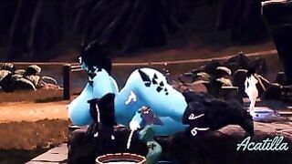 Busty FUTA giantess milked to fill bucket with her fresh sperm