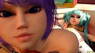 Tattooed FUTA teen fucks her beautiful girlfriend roommate to every hole