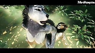 Wild Life Horny Wolf Girl Rides Big Lion Cock in the Middle of Jungle