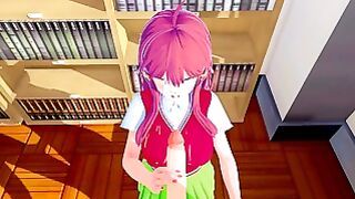 Itsuki Nakano Library Blowjob and Facial Cumshot POV Animation