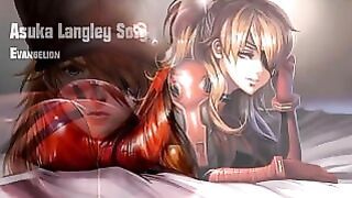 Asuka Langley Sohryu – Redhead slut loves to play with your cock and balls in femdom CBT hentai porn