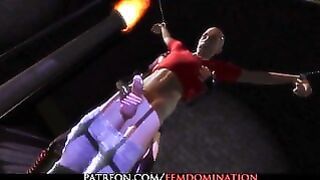 Submissive girls get tortured in the porn game Femdomination2