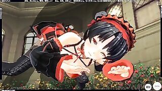 Kurumi Tokisaki – Wet teen fingered and fucked in the garden in Date a Live hentai porn