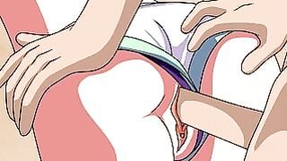 Stretched pussy penetrated from behind in closeup