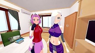 Sakuro and Ino Wild Foursome 3D Animation