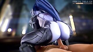 Widowmaker – Horny slut tries to find the perfect fucking position in Overwatch hentai porn